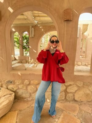 Red Linen Chemise one size